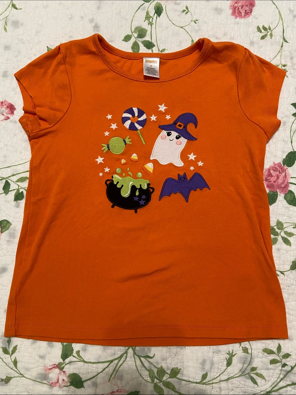 Gymboree Orange Halloween Ghost & Witch Hat Tee